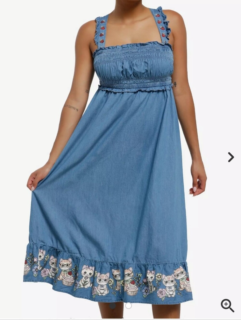 Thorn & Fable Cat Strawberry Midi Dress